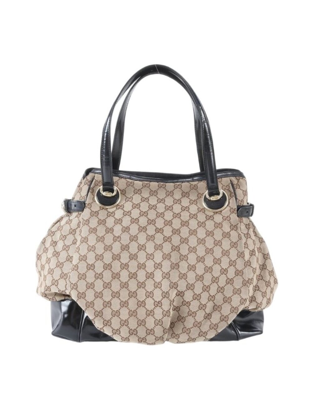 Gucci GG Canvas Leather Tote Shoulder Hand Brown